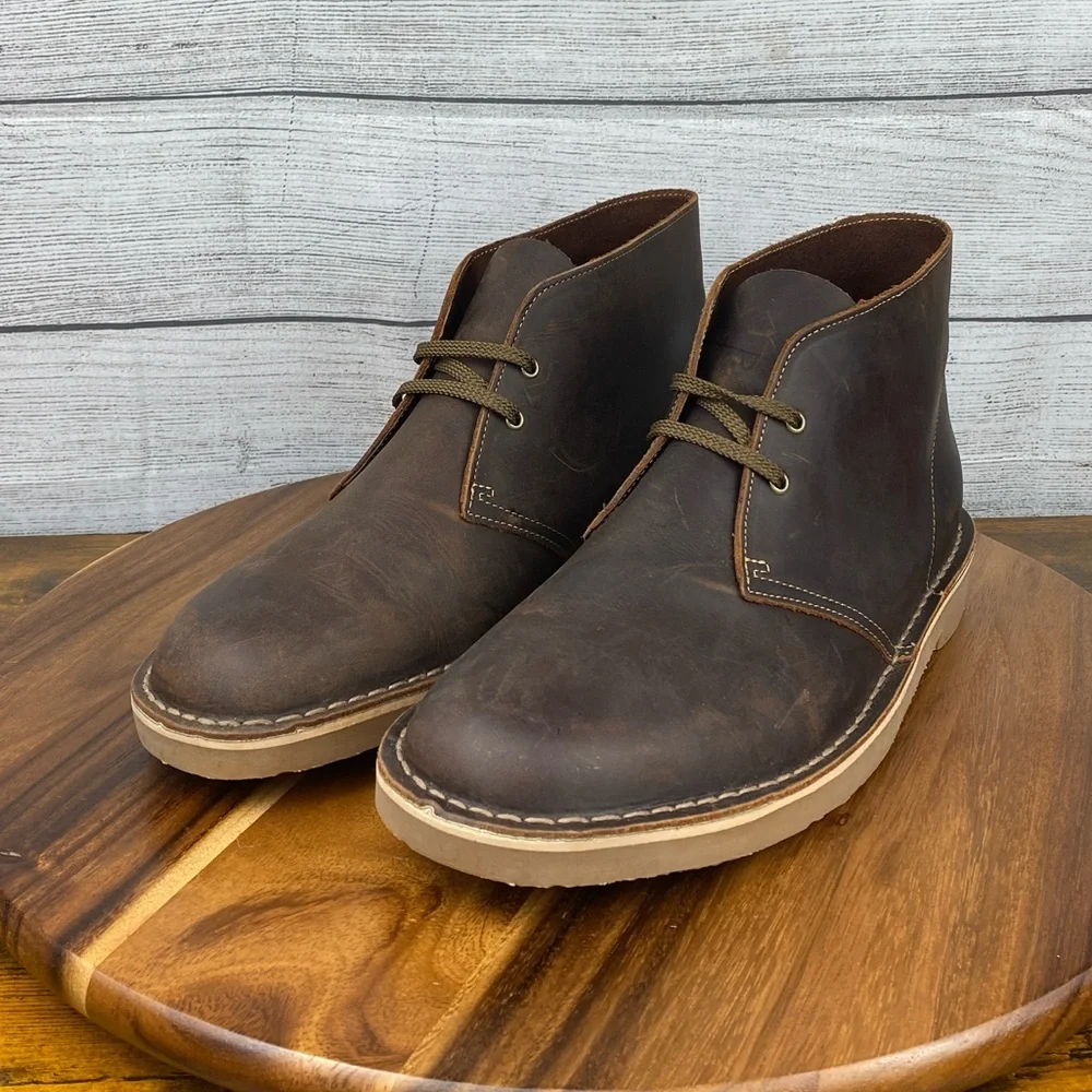 Clarks Shepton Chukka Boots Beeswax Dark Brown Leather Men’s Shoe Size 12 M